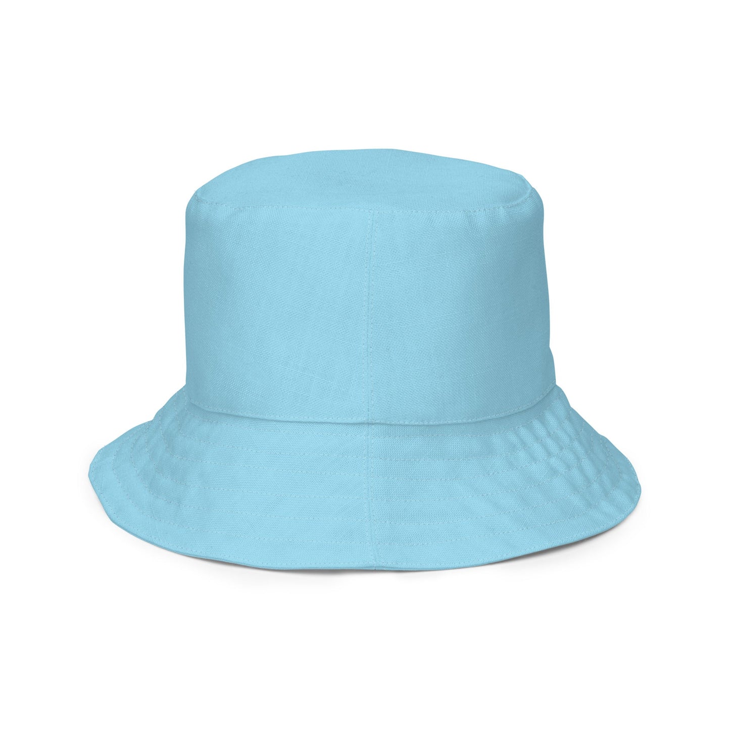 Reversible bucket hat hummingbirds design no. 1 with light blue reverse