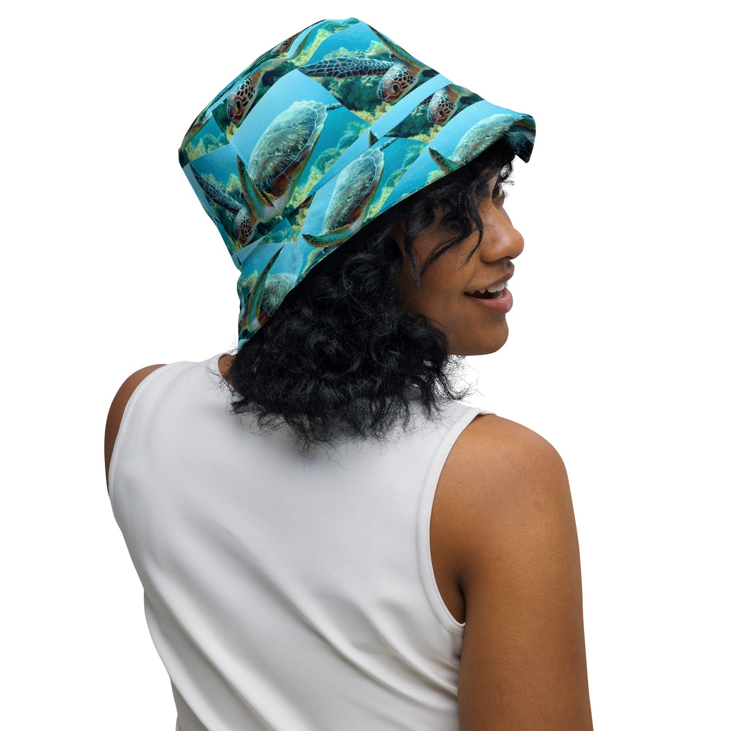 Reversible bucket hat Turtle Design No. 7