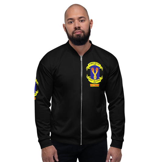 Vietnam Burning Ropes emblem Unisex Bomber Jacket in Black
