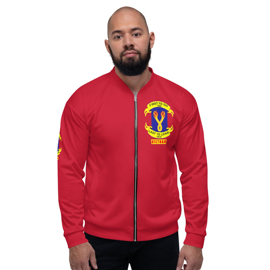 Vietnam Burning Ropes emblem Unisex Bomber Jacket in Red