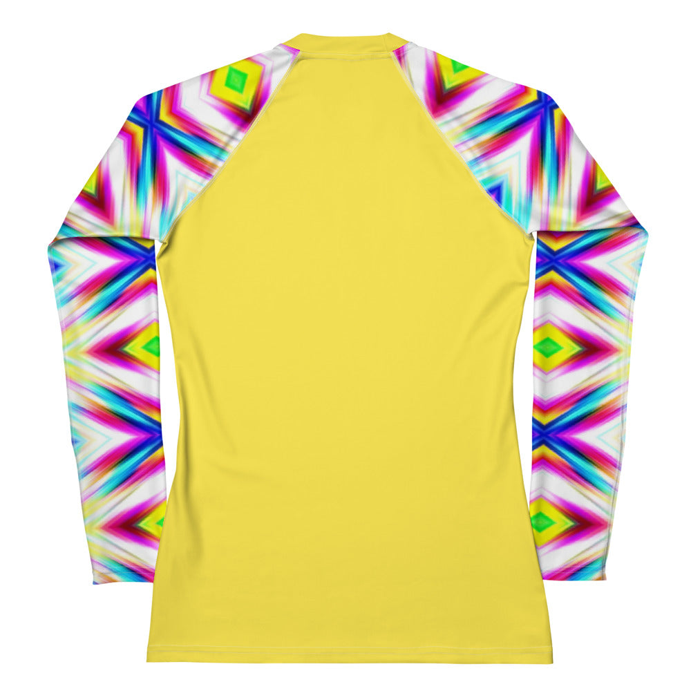 Rashguard - Yellow with colorful sleeves Women's Rash Guard