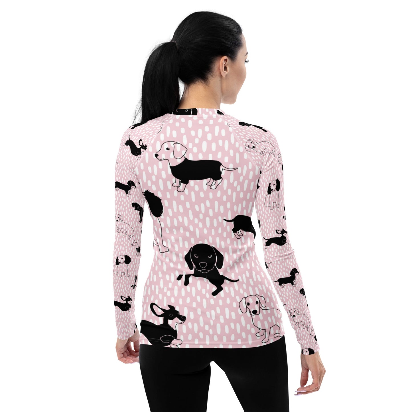 Rashguard - dog designs in pink and white Women's Rash Guard
