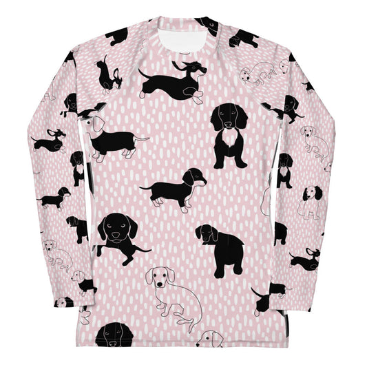 Rashguard - dog designs in pink and white Women's Rash Guard