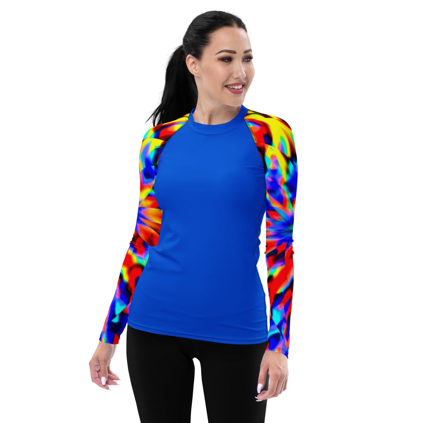 Rashguard - Blue with colorful sleeves Women's Rash Guard
