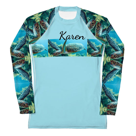 Rahsguard - Women's Rash Guard Turtle Design No. 3