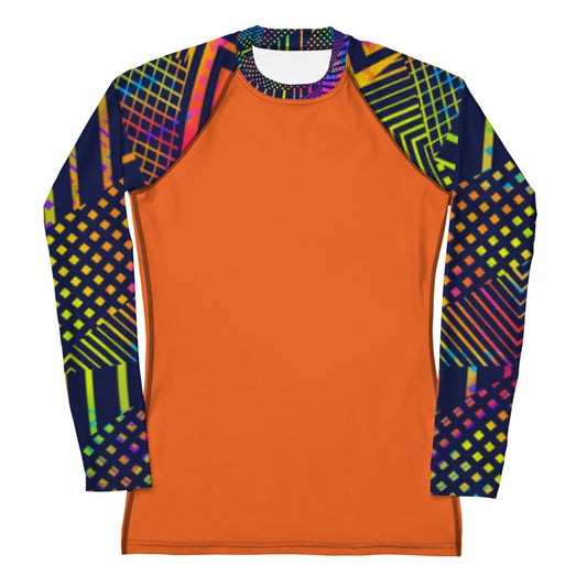 Rashguard - Women's Rash Guard Orange with edgy colorful sleeves