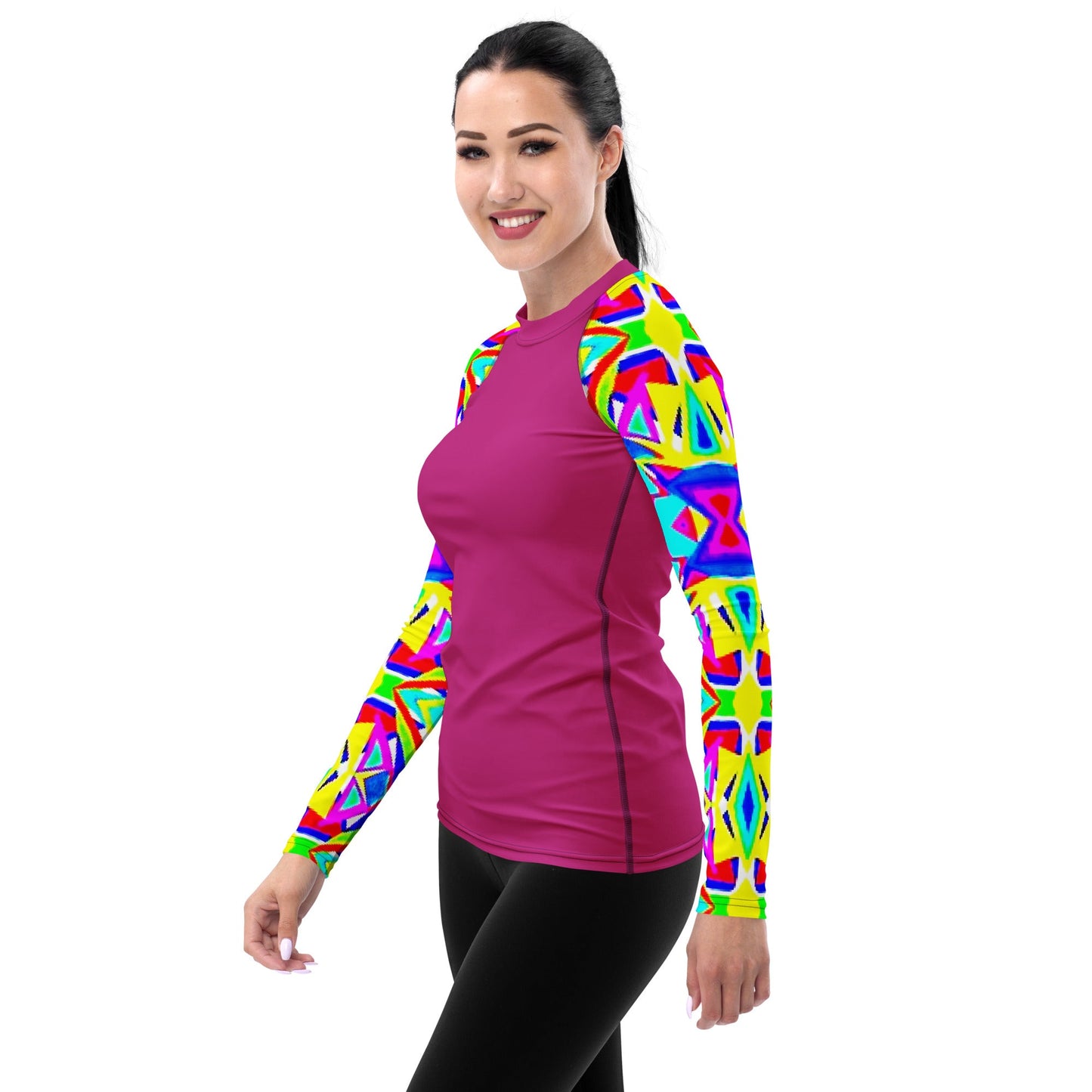 Rashguard multicolor sleeves/pink front and back