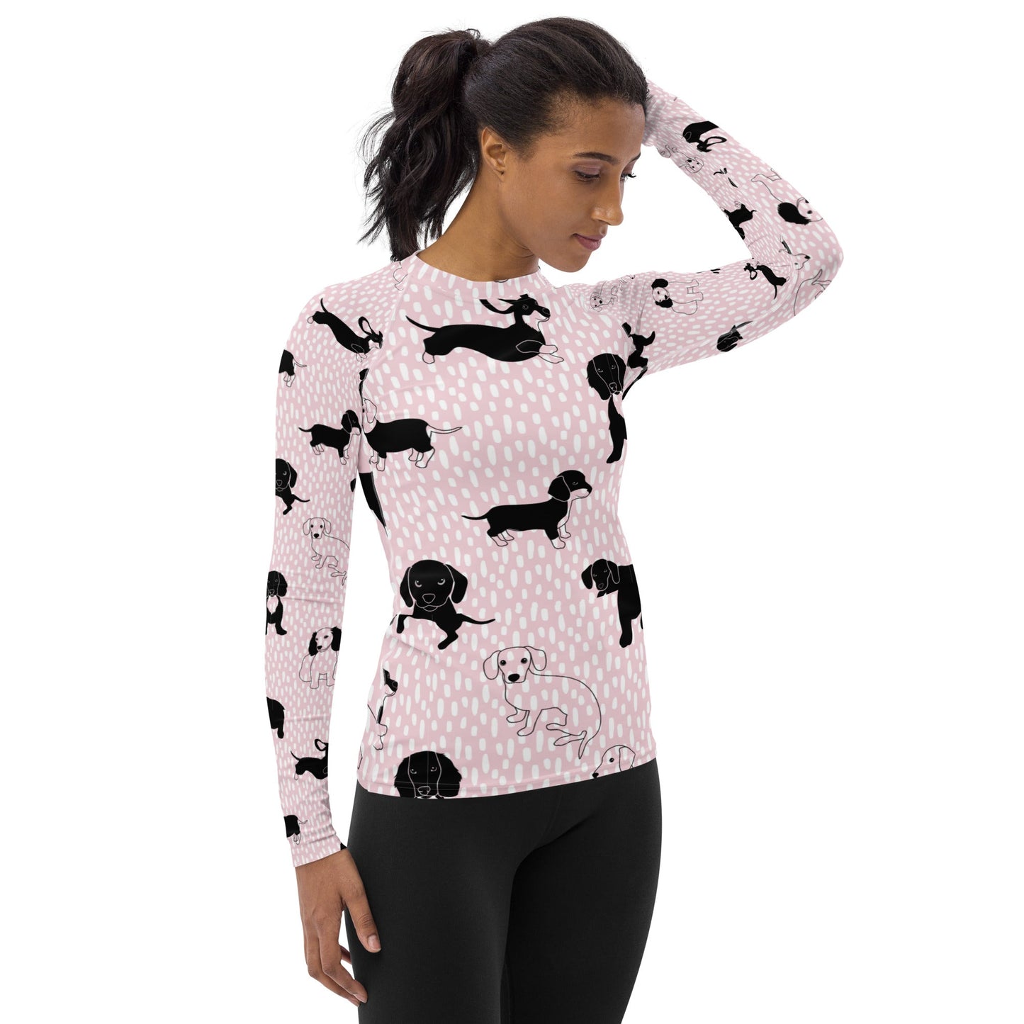 Rashguard - dog designs in pink and white Women's Rash Guard
