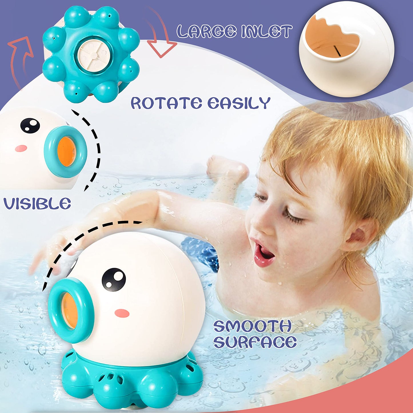 Children Toys  - Octopus Fountain Bath Toy Water Jet Rotating Shower Bathroom Toy Summer Water Toys Sprinkler Beach Toys Kids Water Toys