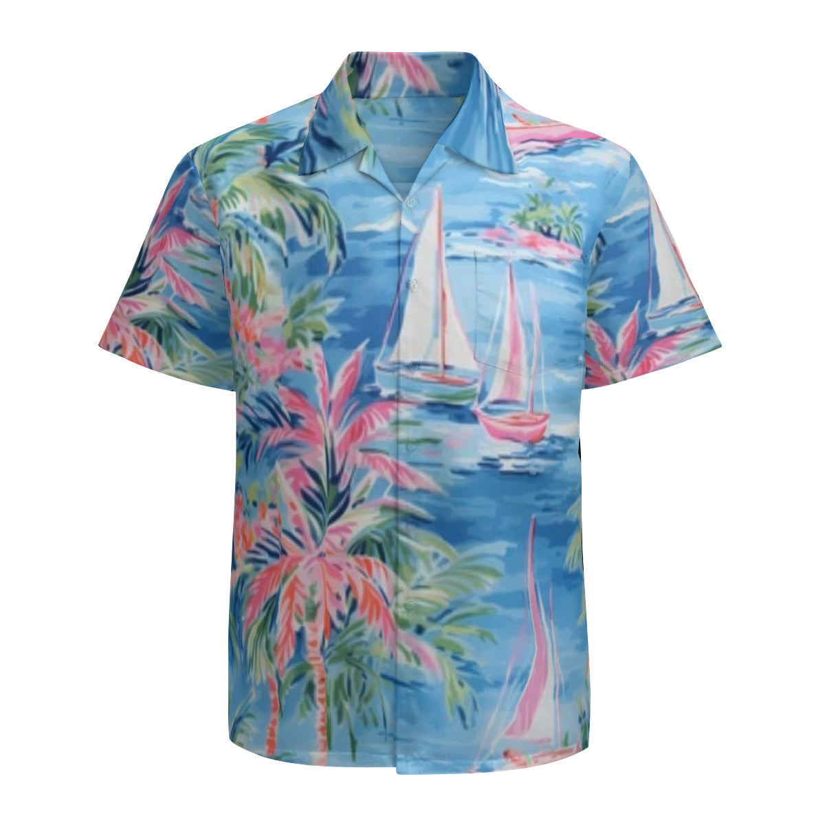 Hawaiian shirt - pink and blue hawaiian scene