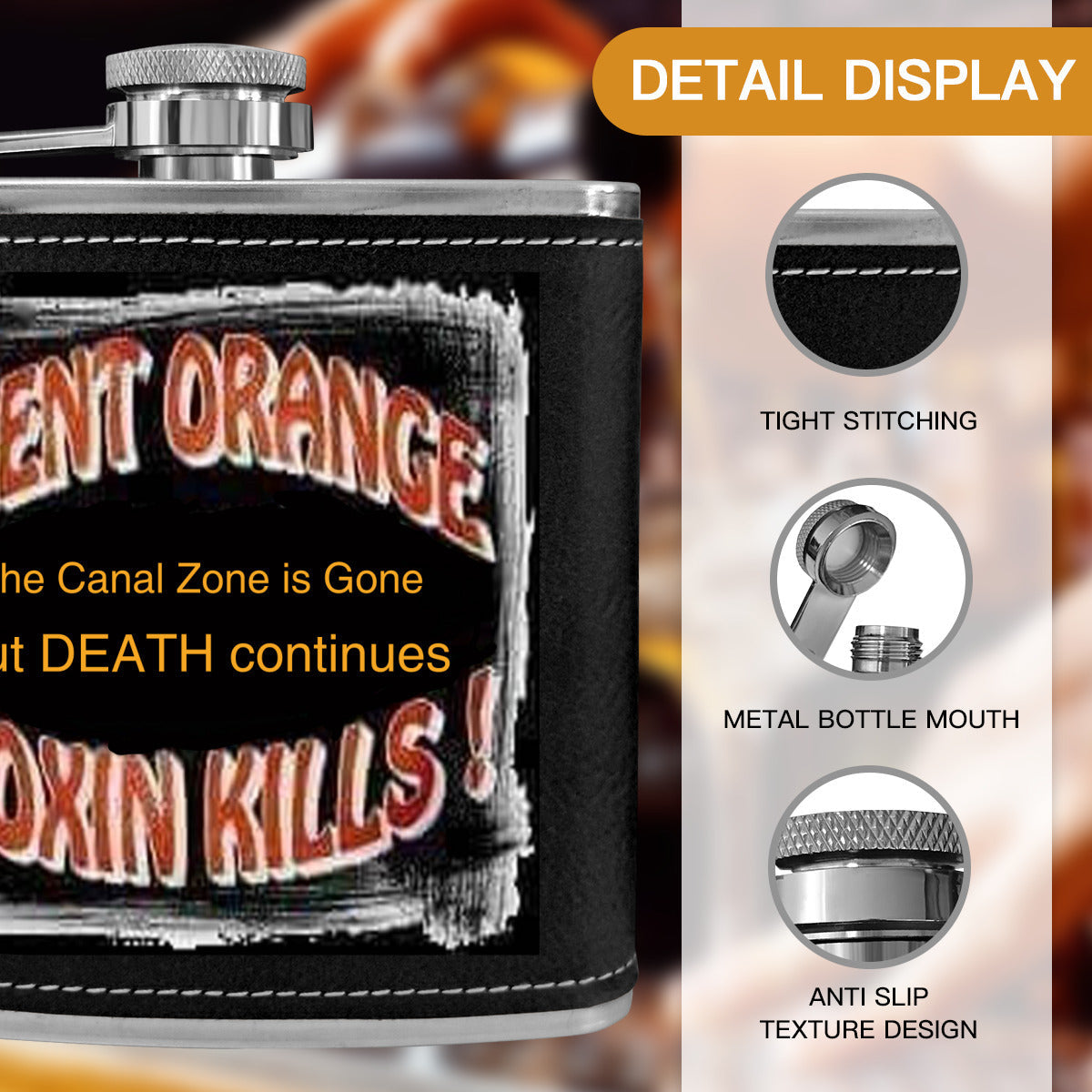 Panama Canal Zone veteran Flask 6 oz - Dioxin Kills