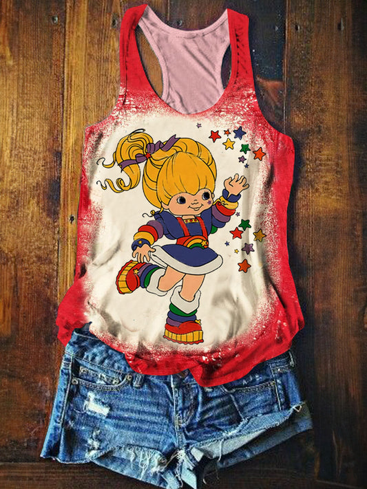 Rainbow Bright Tie Dye Printed Casual Tank Top