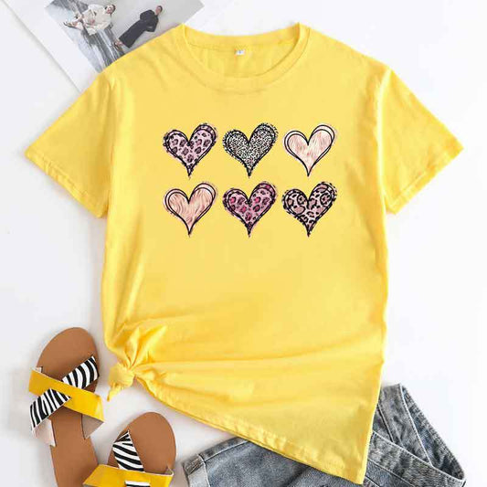 Women’s Tshirt - Women's Fashion Casual Love Printed Cotton Round Neck Short Sleeve