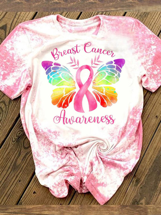Breast Cancer Awareness Butterfly Tie Dye T-shirt