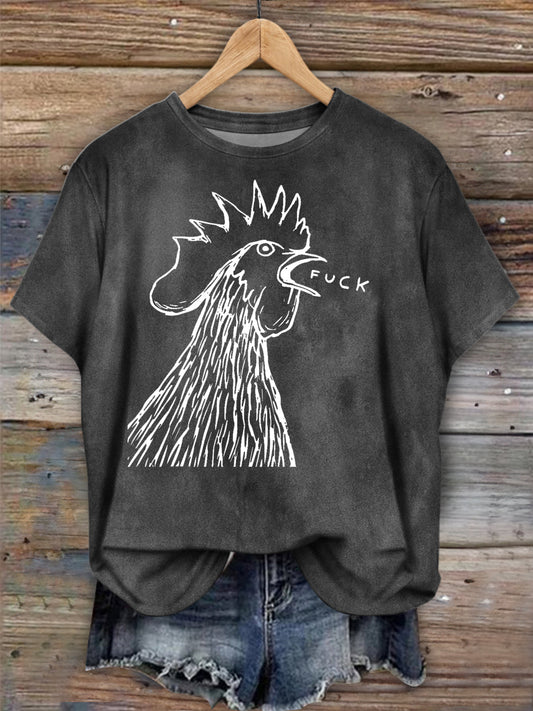 Chicken Print Short Sleeve Crewneck Tee