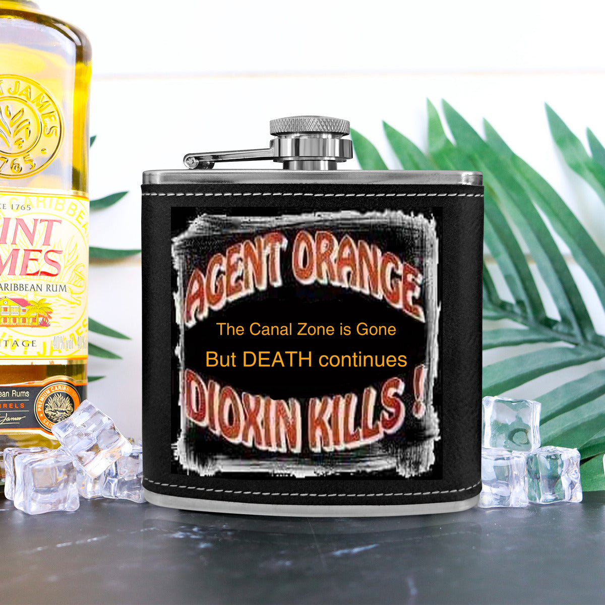 Panama Canal Zone veteran Flask 6 oz - Dioxin Kills