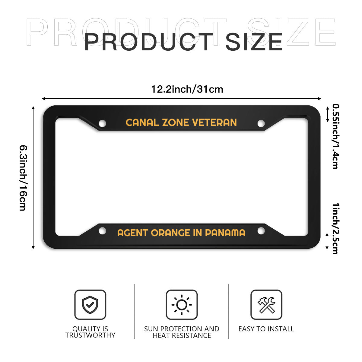 U.S. Standard 4-hole license plate frame holder