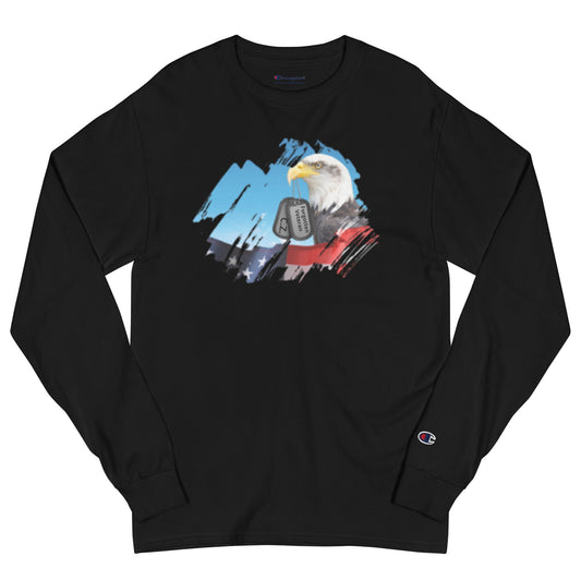 Men's Champion Long Sleeve Shirt Forgotten CZ Veteran flag design