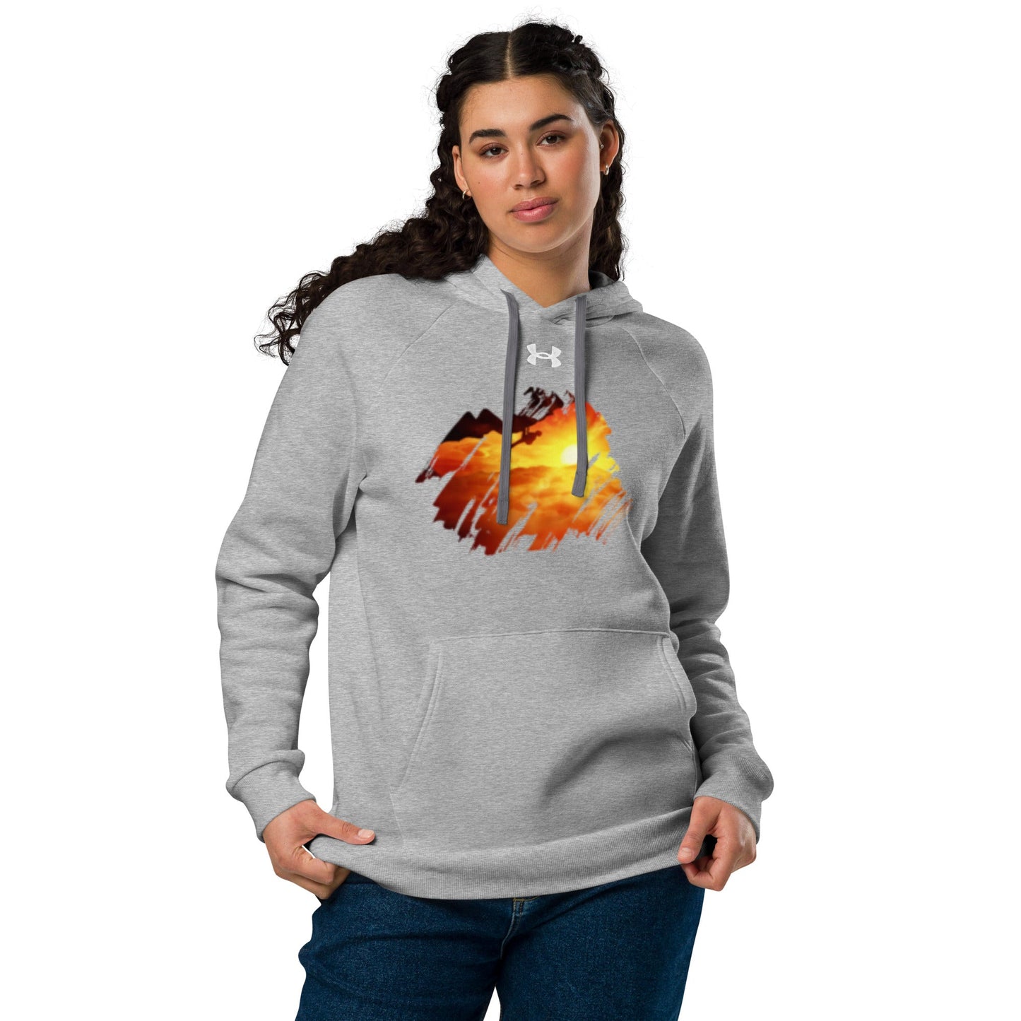 Under Armour® hoodie Mountain climber design at sunrise