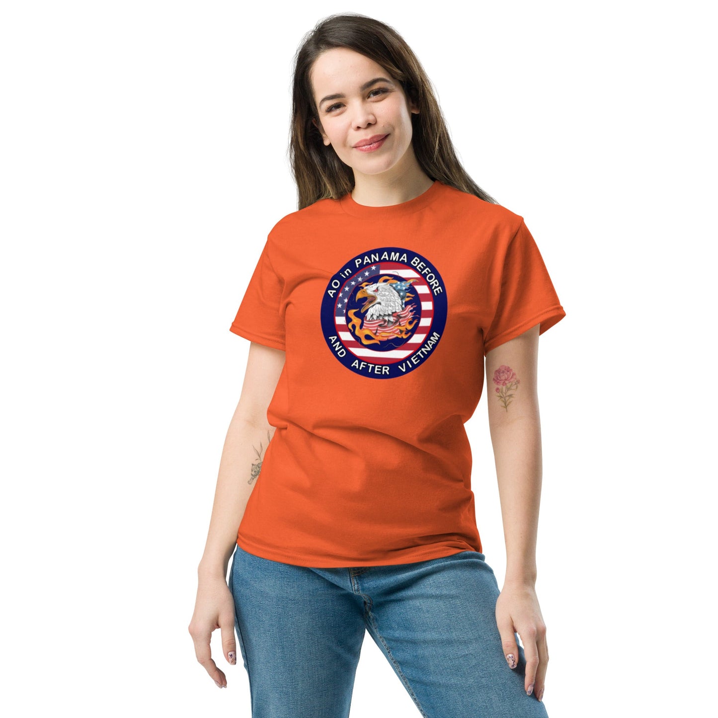 Unisex classic tee with a bold patriotic design with a bold message ao in panama before and after Vietnam