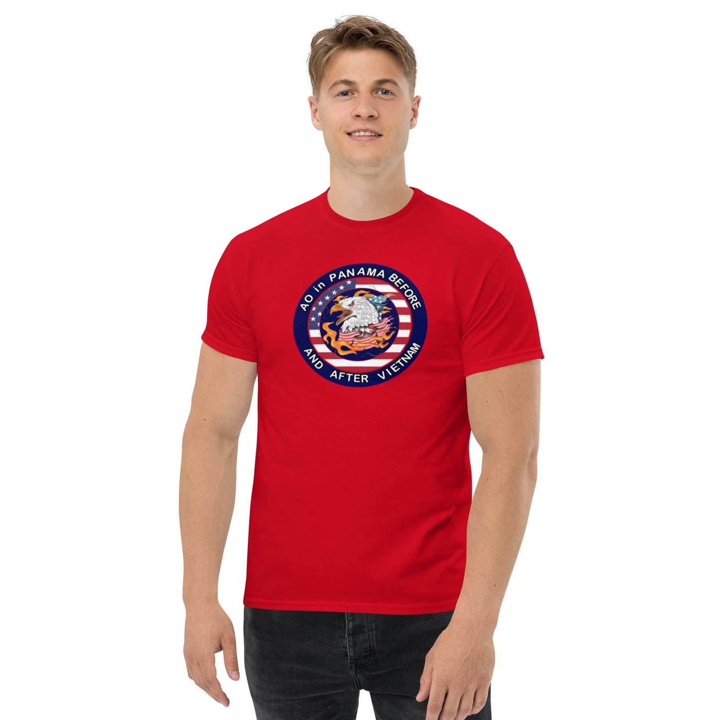 Unisex classic tee with a bold patriotic design with a bold message ao in panama before and after Vietnam