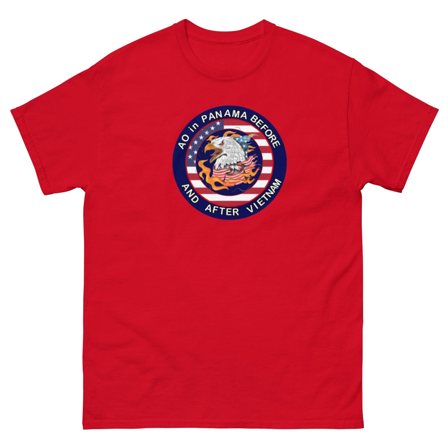 Unisex classic tee with a bold patriotic design with a bold message ao in panama before and after Vietnam