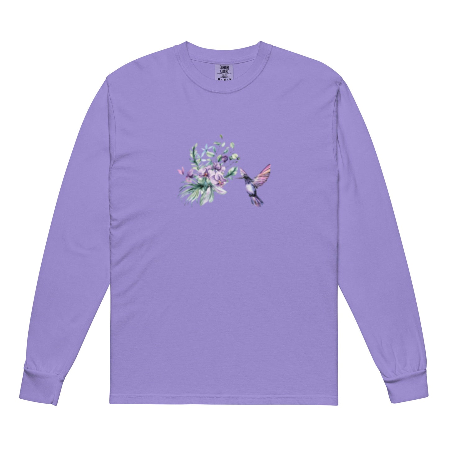 Garment-dyed heavyweight long-sleeve shirt Hummingbird design No.2