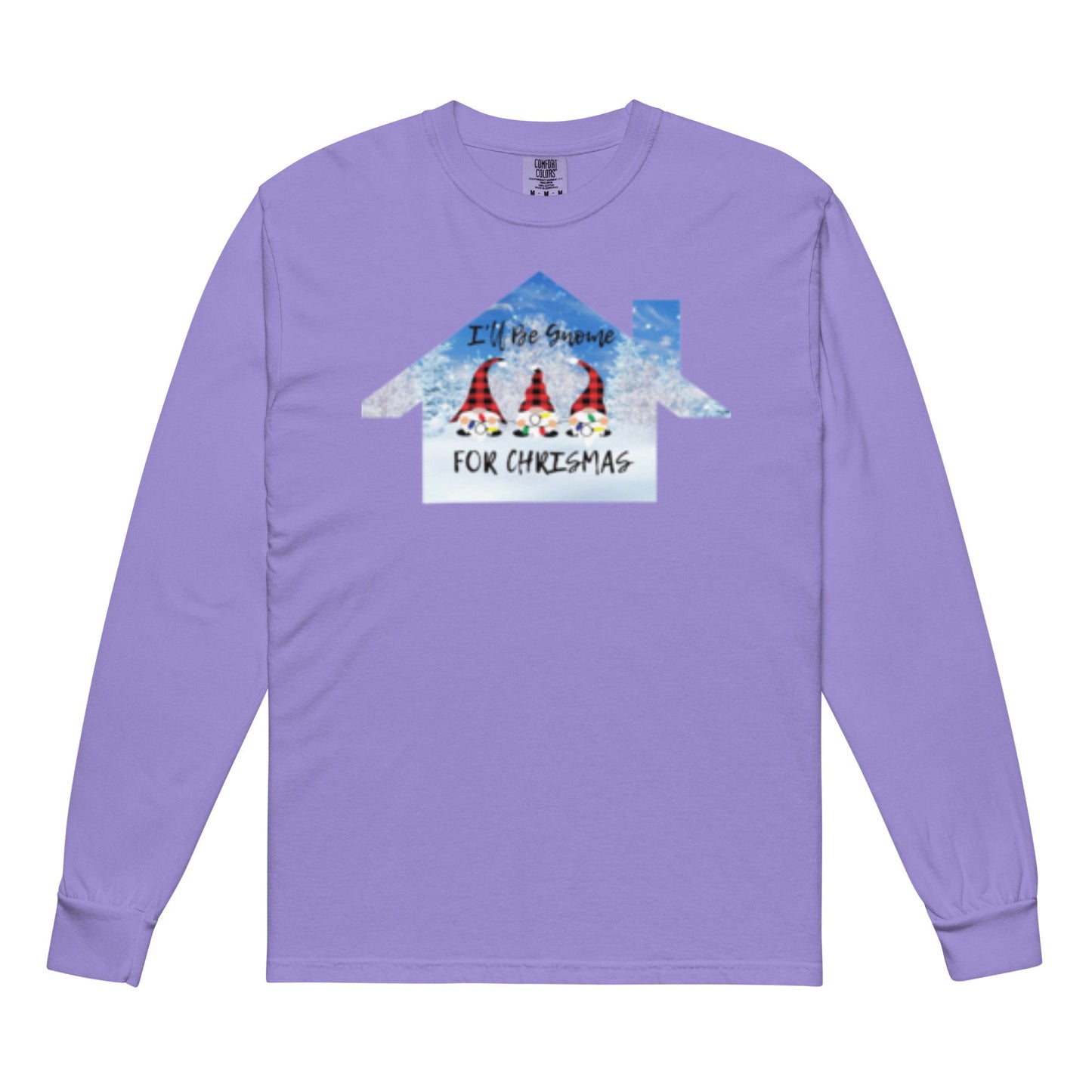 Garment-dyed heavyweight long-sleeve shirt - I'll be Gnome for Christmas design