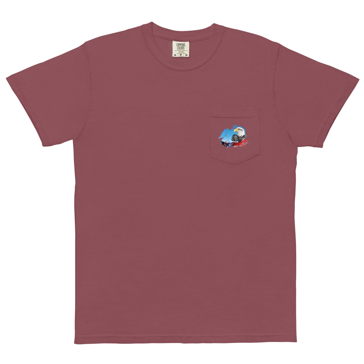 Unisex garment-dyed pocket t-shirt with Forgotten CZ Veterans on pocket design