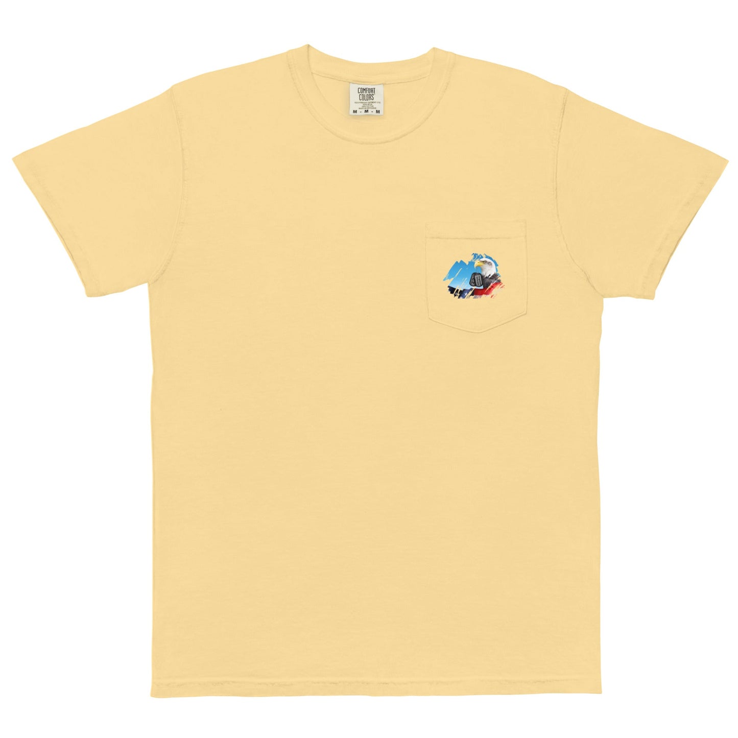 Unisex garment-dyed pocket t-shirt with Forgotten CZ Veterans on pocket design