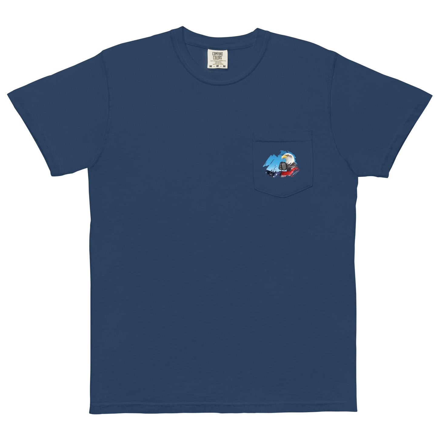 Unisex garment-dyed pocket t-shirt with Forgotten CZ Veterans on pocket design