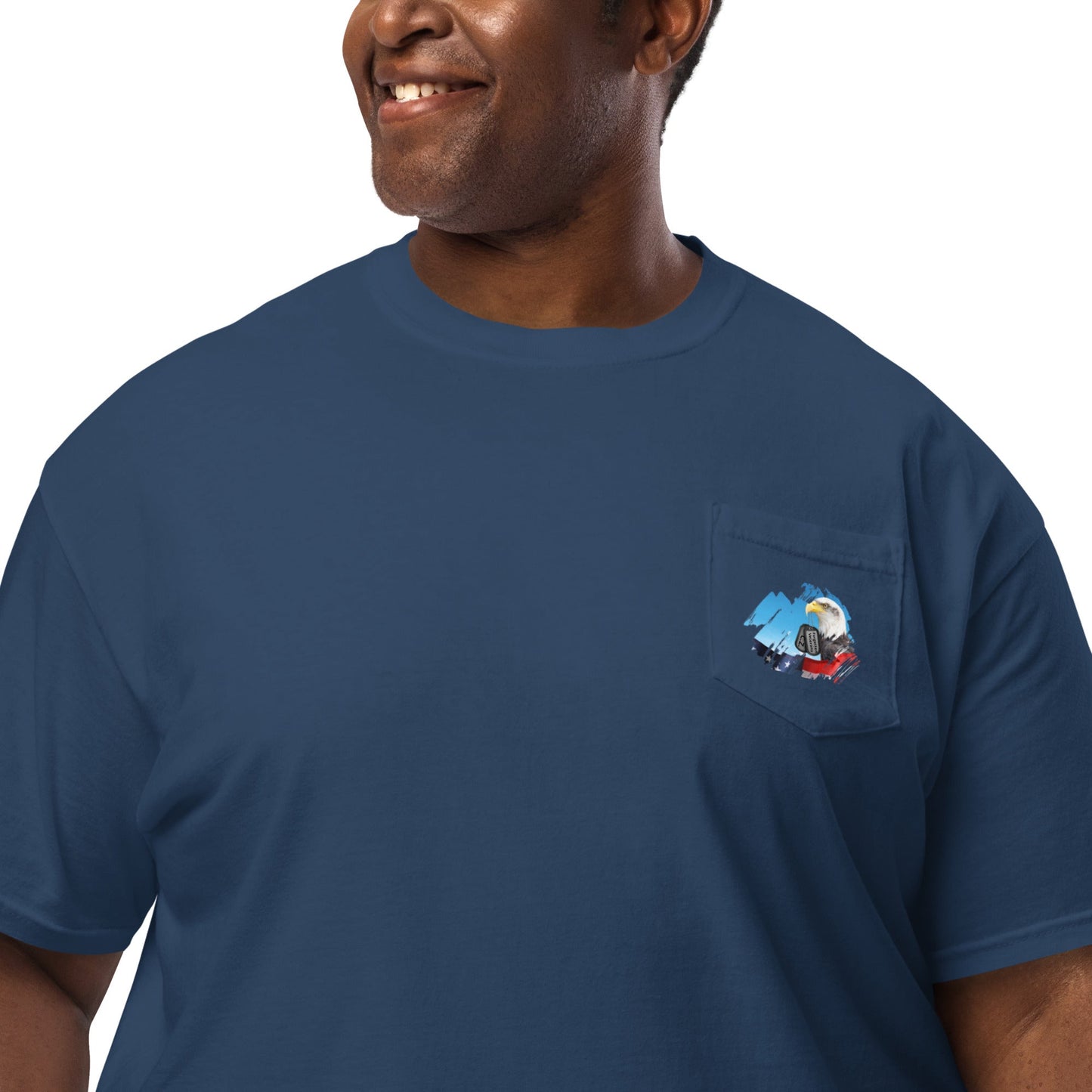 Unisex garment-dyed pocket t-shirt with Forgotten CZ Veterans on pocket design