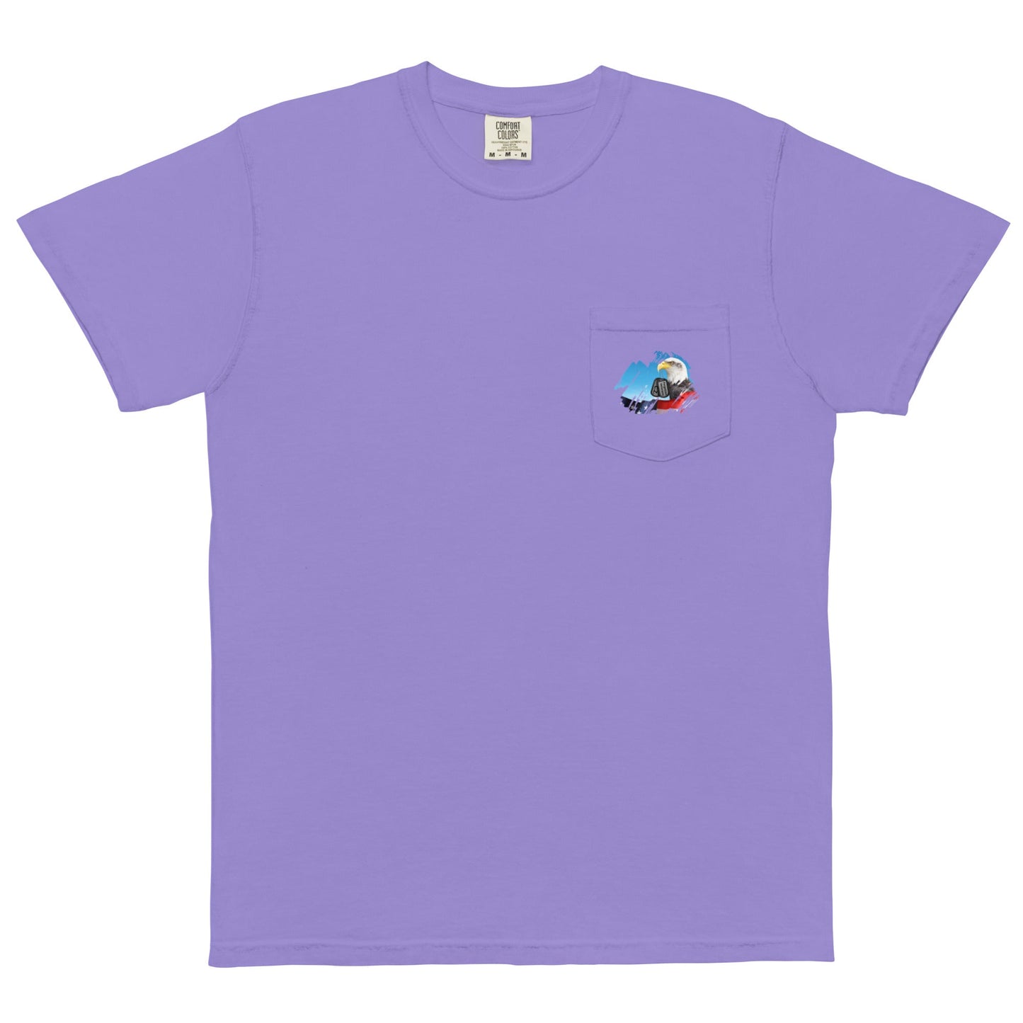 Unisex garment-dyed pocket t-shirt with Forgotten CZ Veterans on pocket design