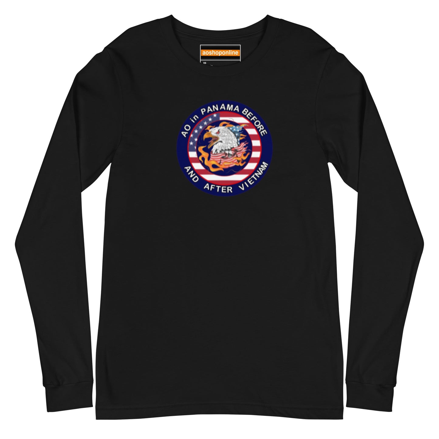 Panama Canal Zone Veteran Unisex Long Sleeve Tee with the design AO in Panama before and after Vietnam
