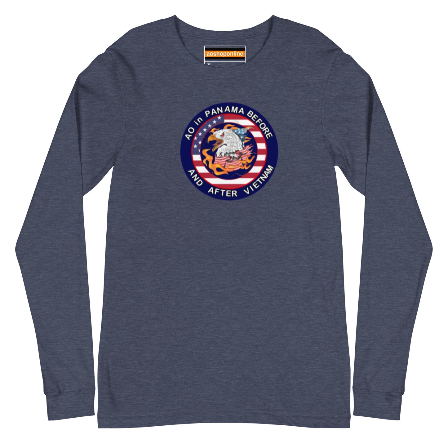 Panama Canal Zone Veteran Unisex Long Sleeve Tee with the design AO in Panama before and after Vietnam