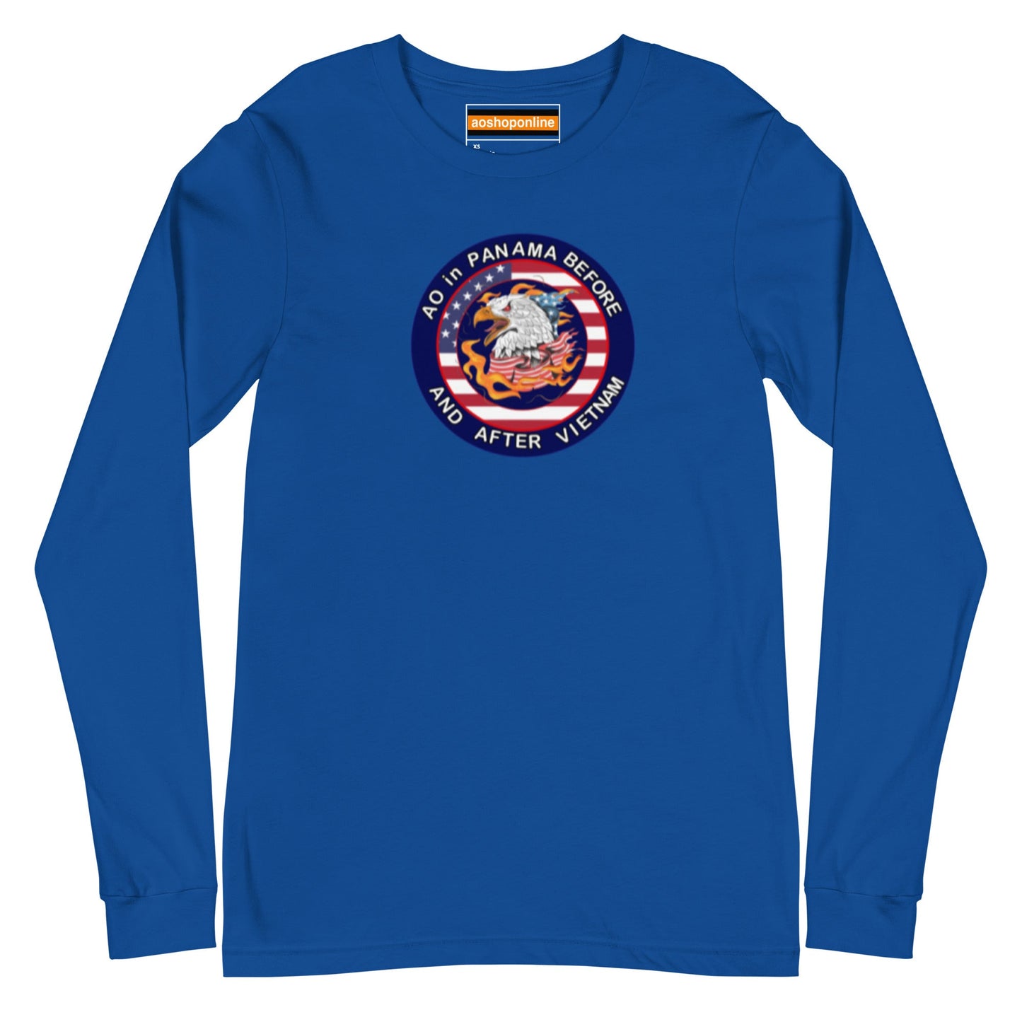Panama Canal Zone Veteran Unisex Long Sleeve Tee with the design AO in Panama before and after Vietnam